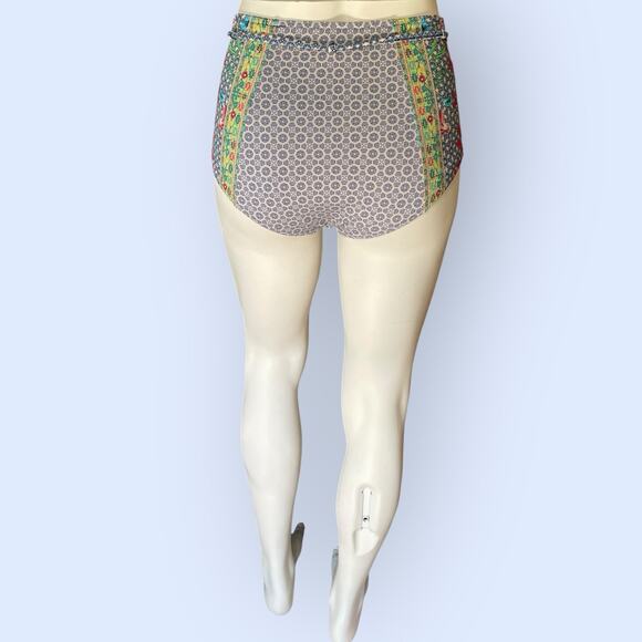 JOHNNY WAS WOMENS BAY BLUE Print HIGH WAIST BIKINI Bottoms SZ S 2 4 $120 NWOT - Picture 5 of 13